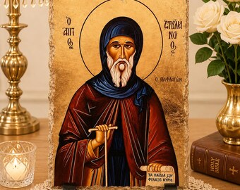 Orthodoxe Ikone des Heiligen Antonius des Großen CODE (O9)