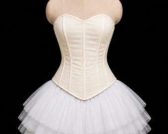 women Steel Boned Waist Trainer Corset  Overbust Cotton Corset Flat Front Corset