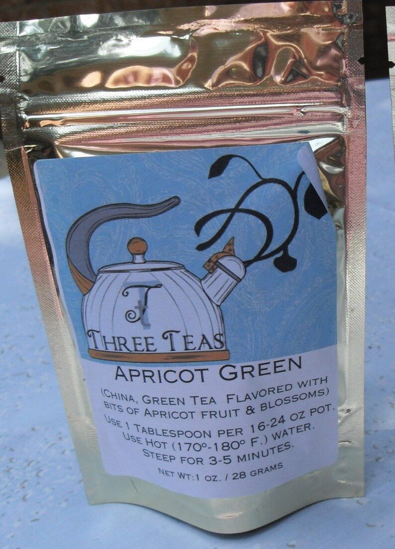 Apricot Green Tea Gold Foil Resealable Pouch Chin Green Tea Etsy