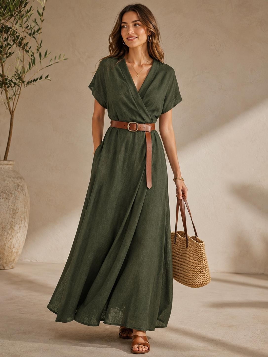 olive green dress india Luxurious Olive Green Viscose Cosmos Gown with Embroidered Dupatta Set M