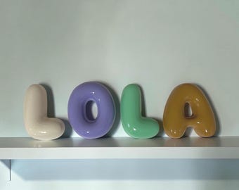 Personalised Bubble Letter Name Sign | Hand-Finished Clay-Look Nursery Decor