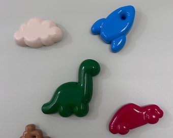 Hand-Finished Clay-Look Nursery Decor | Cloud, Rocket, Dino, Boat, Car Shapes