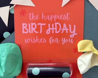 Biglietto di auguri di compleanno luminoso e divertente stampabile con porta soldi / Porta biglietti regalo stampati fai da te / Download immediato / Regalo in contanti / Biglietto di auguri di compleanno digitale