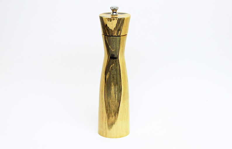 Peppermill Pepper Grinder Spalted Maple Pepper Mill finished with high Gloss Polyurethane. Pepper Mill