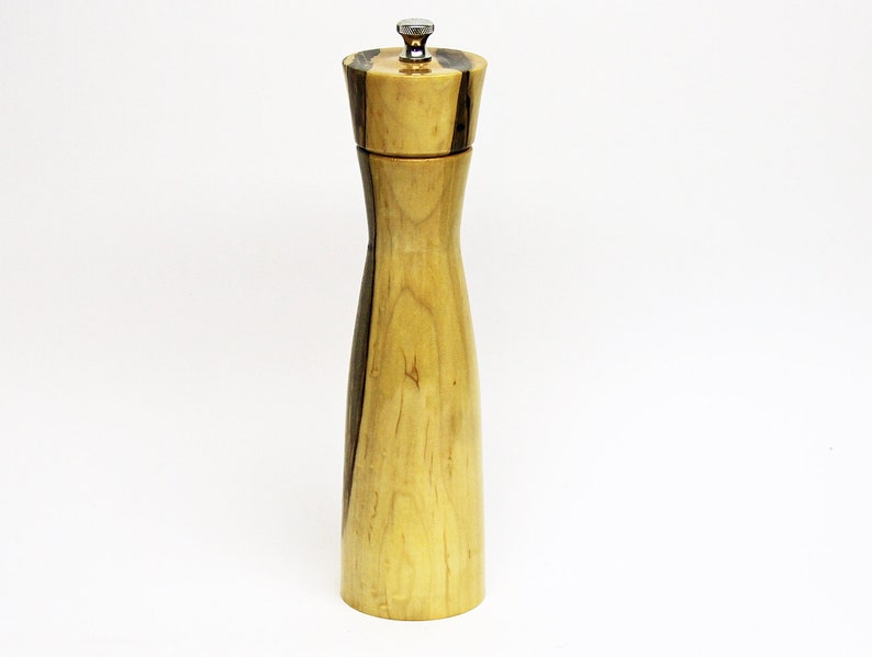 Peppermill Pepper Grinder Spalted Maple Pepper Mill finished with high Gloss Polyurethane. Pepper Mill