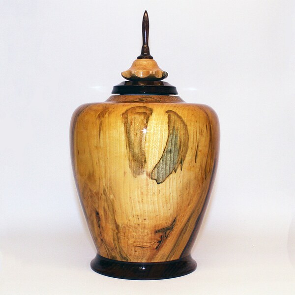 Beautiful Wood Hollow Form-Keepsake vessel-Centerpiece-Cremation Urn made with Ambrosia maple and American Walnut