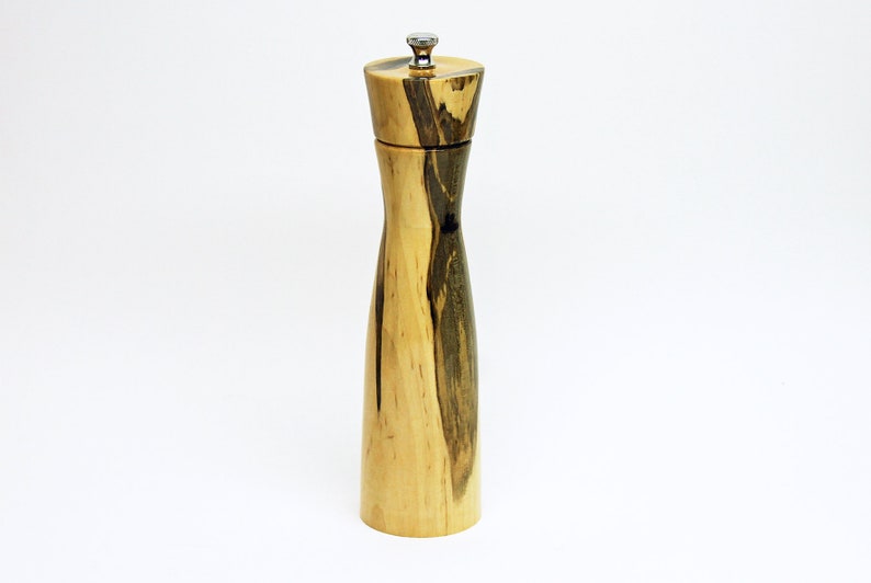 Peppermill Pepper Grinder Spalted Maple Pepper Mill finished with high Gloss Polyurethane. Pepper Mill