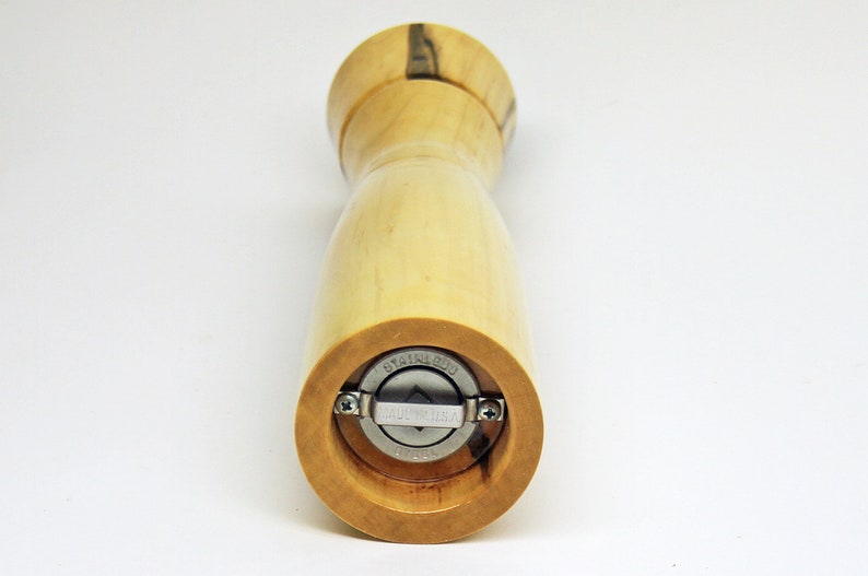 Peppermill Pepper Grinder Spalted Maple Pepper Mill finished with high Gloss Polyurethane. Pepper Mill