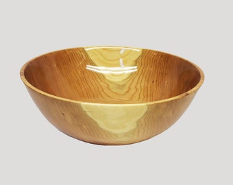 Spectacular 13-3/8" Cherry Wood Bowl with durable High Gloss Polyurethane Finish. Turned Wood Bowl