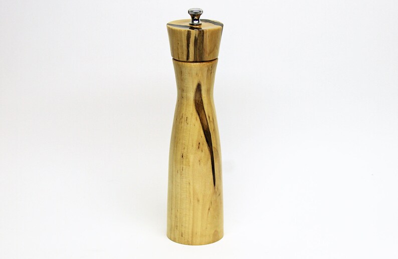 Peppermill Pepper Grinder Spalted Maple Pepper Mill finished with high Gloss Polyurethane. Pepper Mill