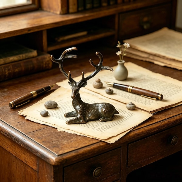 Retro bronze Deer desktop decoration for home and study