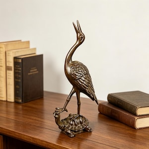 Crane on Turtle Sculpture - Etsy