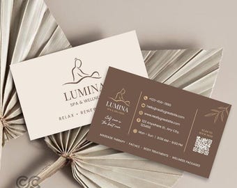 Custom Spa & Wellness Business Card with QR Code for Massage and Beauty Services