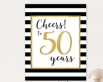 Cheers to 50 Years DECORATIONS -  POSTER Sign 50th Birthday Banner Party Decoration PRINTABLE Digital File Instant Downloadable   A4  16x20
