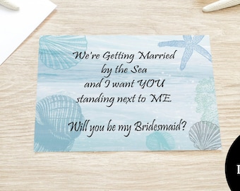 Beach Wedding Will You Be My BRIDESMAID Vorlage Druckbare Maritime Hochzeit Vorlage 7x5 INSTANT DOWNLOAD Digitale Datei by the Sea