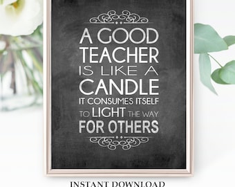 Christmas Teacher Appreciation Gift Printable QUICK Unique Word Art  Chalkboard TEACHER QUOTE Instant Digital Download File A Good Teacher