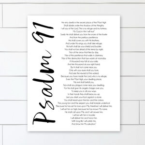 PSALM 91 Printable Poster Wall Art Bible Verse Christian Gift Scripture Sign  Large Wall Decor, Instant Download Black White Modern 16x20