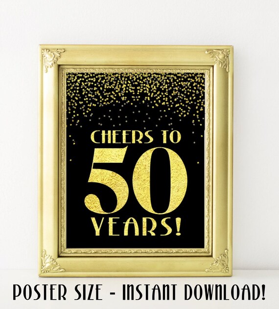 50th Anniversary Decorations Sign 50 Years Banner Golden Etsy
