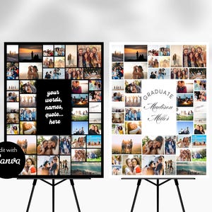 Graduation Collage Poster Canva Template Bundle, Photo 44 Picture Slots, Editable in Canva, Storyboard,  Wedding, Birthday, Free Graphics