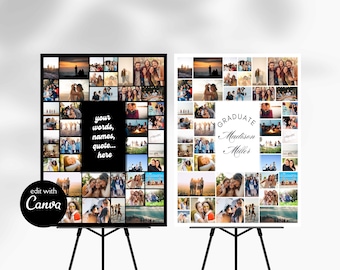 Graduation Collage Poster Canva Template Bundle, Photo 44 Picture Slots, Editable in Canva, Storyboard,  Wedding, Birthday, Free Graphics