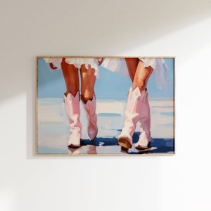 Küsten Cowgirl druckbare Poster, Stiefel trendige, Preppy Cowgirl Wohnheim Zimmer Wand Kunst, Girly digitaler Download ästhetische blau rosa Bild 3