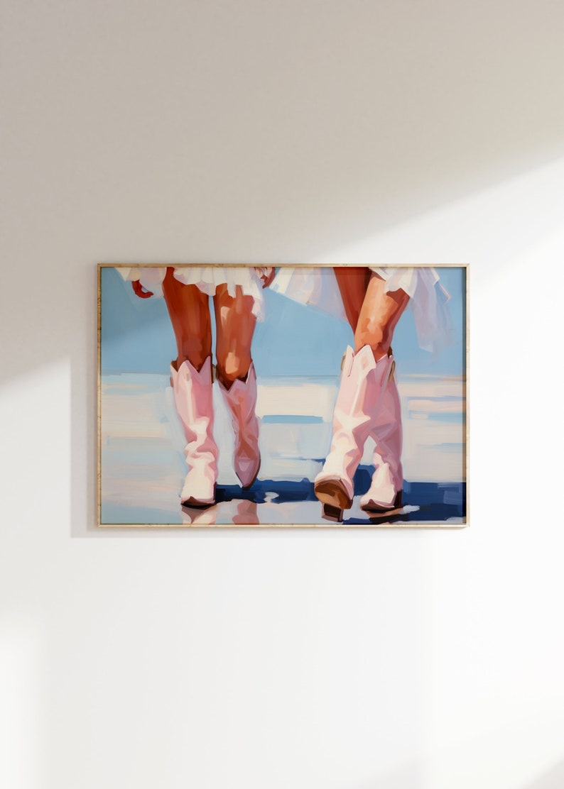 Küsten Cowgirl druckbare Poster, Stiefel trendige, Preppy Cowgirl Wohnheim Zimmer Wand Kunst, Girly digitaler Download ästhetische blau rosa Bild 3