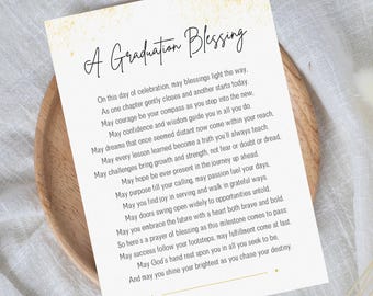 Christian Graduation Card, Blessing Prayer Printable Print 5x7" Poem Quote, Instant Download Religious Gift, Jpeg File Quick Gift Unique