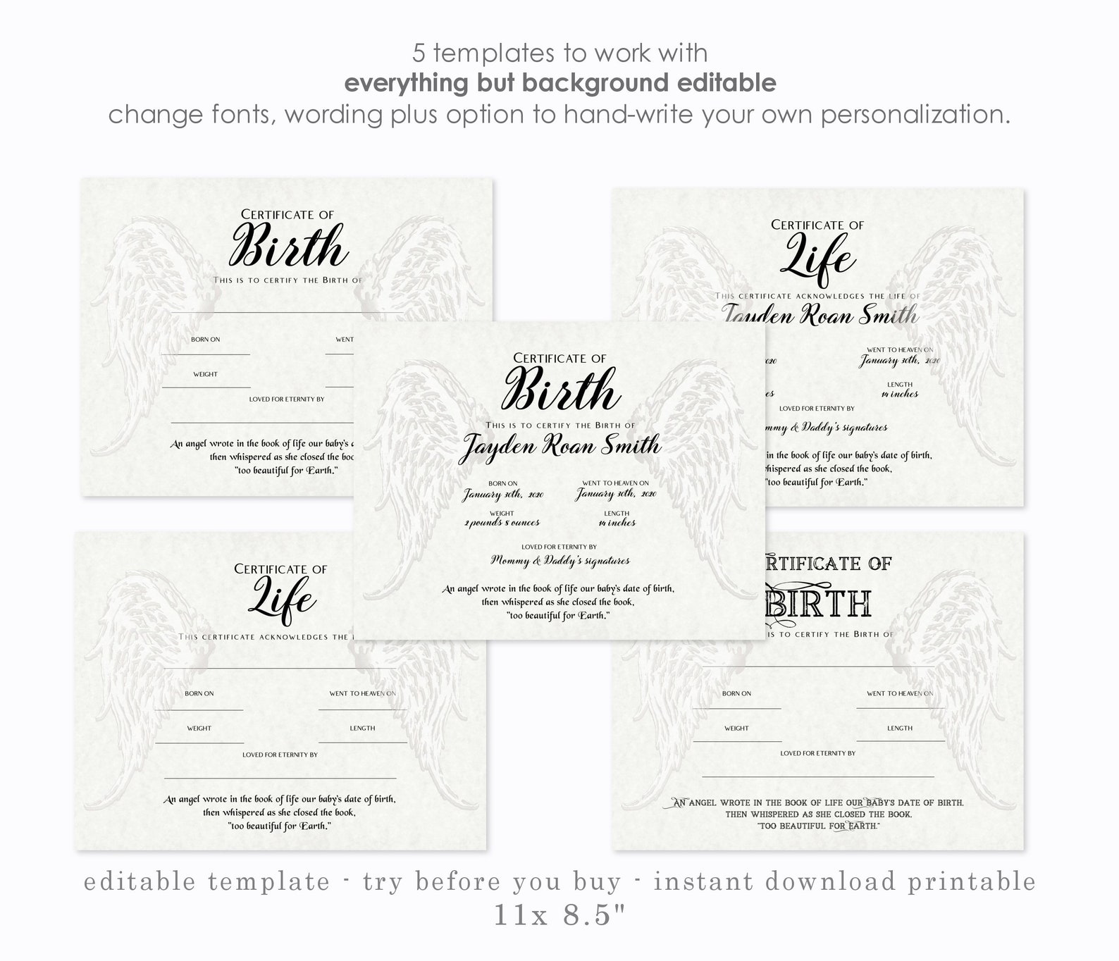Miscarriage Certificate Acknowledgment of Life Template - Etsy