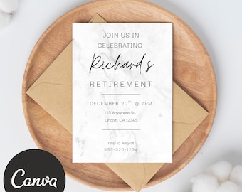 Canva Retirement Party Invitation Card, Editable Template Retiring Invite Printable Print 5x7 or 4x6 Instant Digital Download, Modern