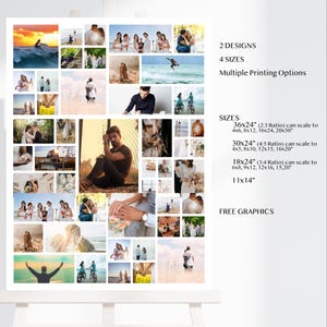 Collage poster canvas sjabloon afdrukbare set van 3, foto's toevoegen, welkomstbord, gedenkteken, viering van het leven, gepersonaliseerde posterafdruk afbeelding 5