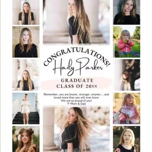 YEARBOOK AD Template, Edit with CANVA, Full Page, Editable Layout, Minimalist 12 photos Senior Graduate 8.5x11 inch High School Grad image 8
