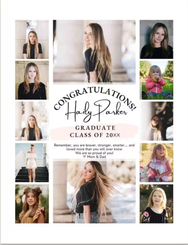 YEARBOOK AD Template, Edit with CANVA, Full Page, Editable Layout, Minimalist 12 photos Senior Graduate 8.5x11 inch High School Grad image 8