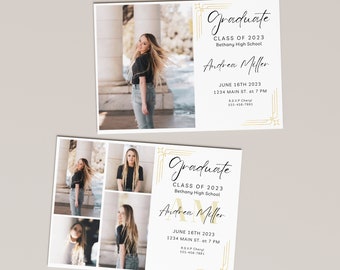 Graduation Announcement card CANVA Template, Senior invitation Card, Graduation Party Template Graduation invitation 2 layouts 5x7 2024