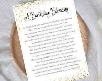 Birthday Card Blessing Christian Prayer Printable Print 5x7" Poem Quote, Instant Download Religious Gift, Jpeg File Quick Gift Unique