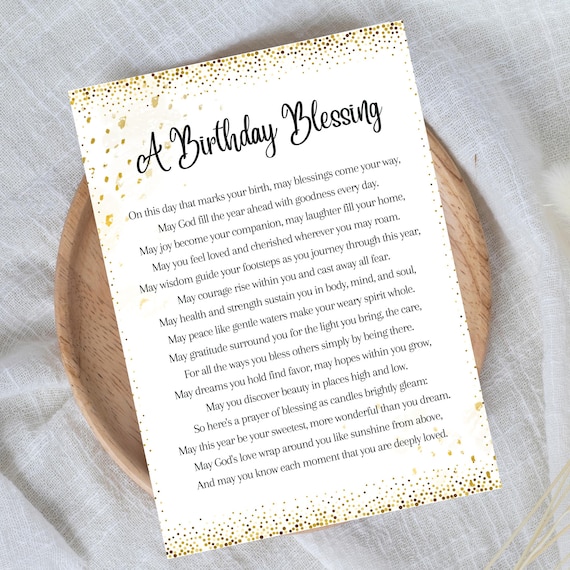 Birthday Card Blessing Christian Prayer Printable Print 5x7" Poem Quote, Instant Download Religious Gift, Jpeg File Quick Gift Unique