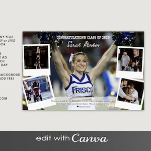 YEARBOOK AD Editable CANVA Template, 1/2 page Senior Yearbook ad Tribute Editable Layout, half page Template Custom Edit School Colors  2026