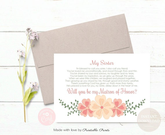 sister matron of honor proposal