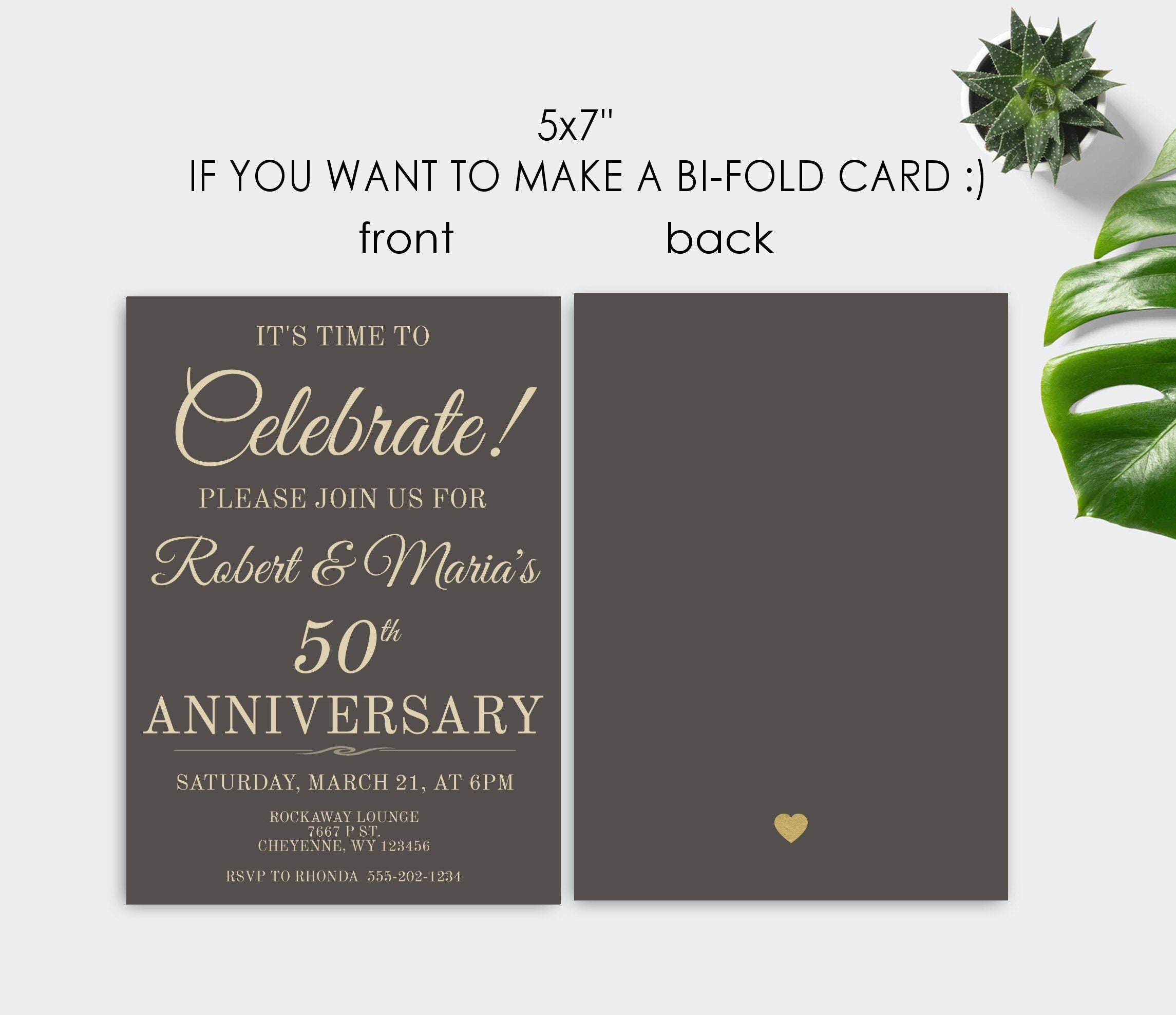 50TH ANNIVERSARY Party Invitation Editable Template Instant - Etsy