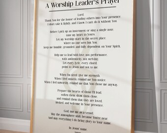 Worship Leader Prayer Print: Christian Wall Art, Church Decor (Digital Download)