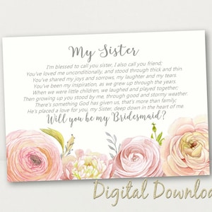 Sister BRIDESMAID Card Will You Be My Bridesmaid Proposal Country ...