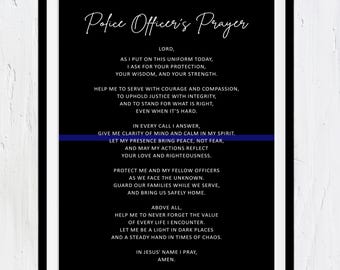 Police Officer Gifts, Police Prayer Wall Art, Printable Print Christian Poster, Digital Download Gift Thin Blue Line, Modern Large Poster