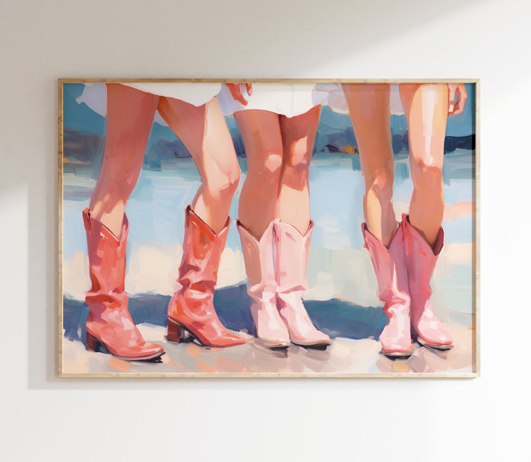 retro cowgirl art prints - set of 3 - digital download... Retro Vintage 3 Cowgirls Pink Boots Printable Poster Print, Trendy ...