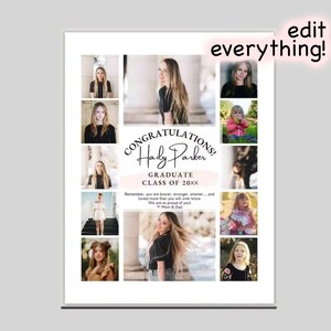 YEARBOOK AD Template, Edit with CANVA, Full Page, Editable Layout, Minimalist 12 photos Senior Graduate 8.5x11 inch High School Grad image 7