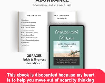 Money Freedom, Christian Devotional Journal on Prosperity, Mindset & Finances, Digital ebook Scripture Printable Clickable Links, Abundance