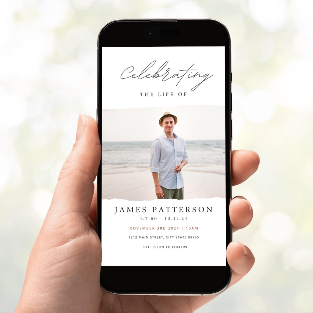 Canva Funeral Invitation Mobile Invite Template, Personalized Editable ...