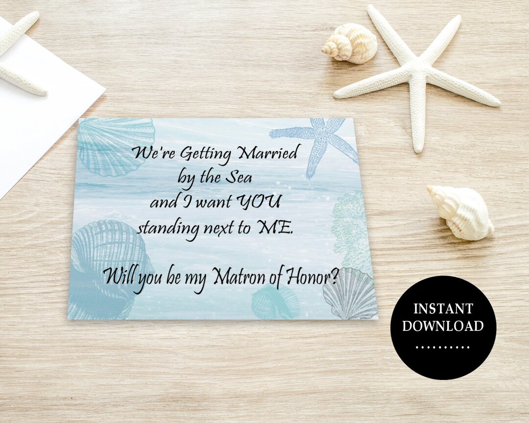 Matron of Honor Proposal Beach Wedding Printable Will You Be My MATRON ...