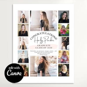 YEARBOOK AD Template, Edit with CANVA, Full Page, Editable Layout, Minimalist 12 photos Senior Graduate 8.5x11 inch High School Grad