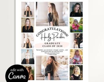 YEARBOOK AD Template, Edit with CANVA, Full Page, Editable Layout, Minimalist 12 photos Senior Graduate 8.5x11 inch High School Grad