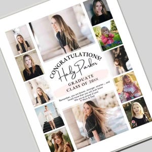 YEARBOOK AD Template, Edit with CANVA, Full Page, Editable Layout, Minimalist 12 photos Senior Graduate 8.5x11 inch High School Grad image 9