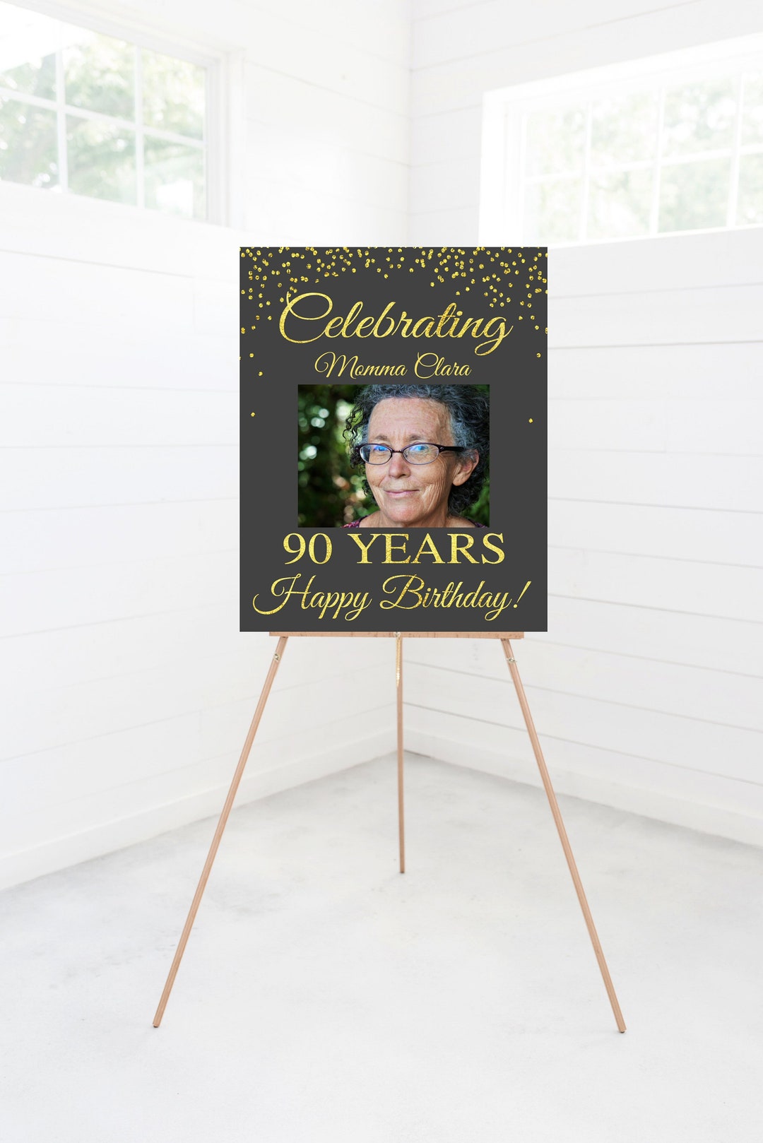 90th BIRTHDAY Decor Welcome PHOTO Sign Template, EDITABLE Digital File ...